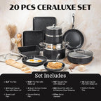 Granitestone Ceraluxe 20 Pc Ceramic Cookware Set Nonstick, Complete Pots and - Image 2