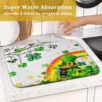 Giwawa St Patrick Dish Drying Mat Small Lucky Clover Tree Shamrock Dish Drainer - Image 7