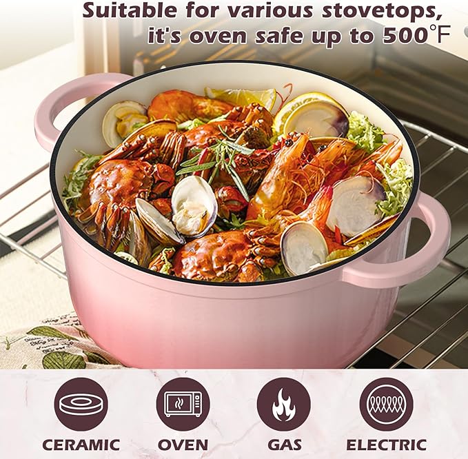 Umite Chef Enameled Cast Iron Dutch Oven-7QT Pot - Image 4