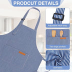 2 Pack Stripes Kids Apron, Kids Cooking Aprons - Image 3