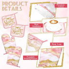 Bencailor Light Pink 6 Pcs Marble Kitchen Decor Gold Pot Holders Oven Mitts 2 - Image 5