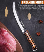 Naitesen 4PCS Hand Forged Butcher Knife and Kitchen Knife 2 in 1 Set, Heavy - Image 3