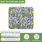 Lemon and Blue Tile Dish Drying Mat 16x18 Inch Absorbent Reversible Mexican - Image 5