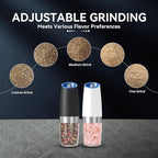 UNNEES Gravity Electric Salt and Pepper Grinder set of 2, Automatic Salt And - Image 3