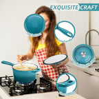 HaSteeL 3 QT Cast Iron Saucepan, Enamel dutch oven - Image 4