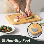 Bamboo Cutting Board Set Non Slip Feet - Image 3