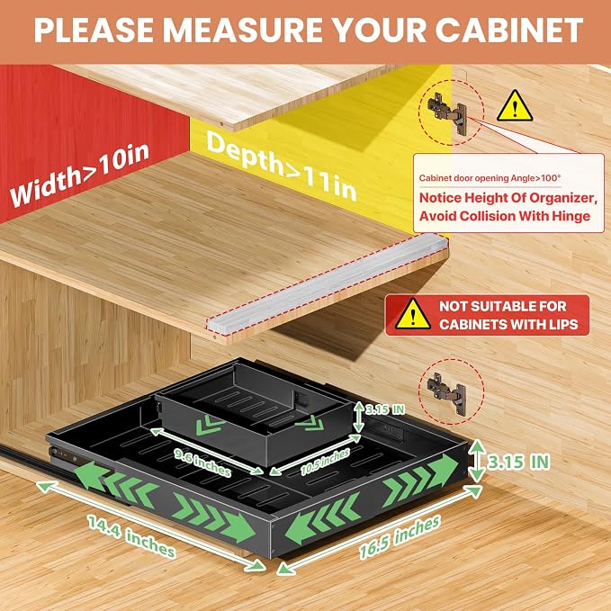 2 Pack Pull out Cabinet Organizer, Width Depth, - Image 2