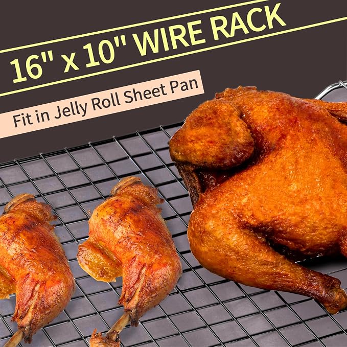 BRIOUT Cooling Rack for Baking, 16x10 Inches Baking Rack, Thick Wire Cookie - Image 3