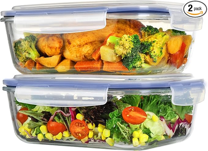 Vtopmart 2Pack 2260ml/ 76.4oz Large Glass Storage Containers by Vtopmart