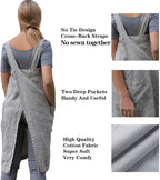 VLZUFE Cotton Linen Apron for women Cross Back Apron Pinafore Dress for Baking - Image 4
