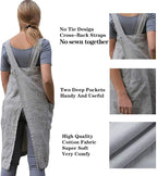 VLZUFE Cotton Linen Apron for women Cross Back Apron Pinafore Dress for Baking - Image 4