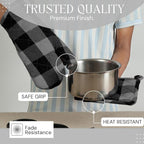 Buffalo Plaid Check Oven Mitts and Pot Holders Set, 100% Cotton, Heat Resistant - Image 2