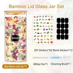 BGraceyy Glass Jars with Bamboo Lids, 58 oz 3 Pcs Kitchen Glass Containers with - Image 3