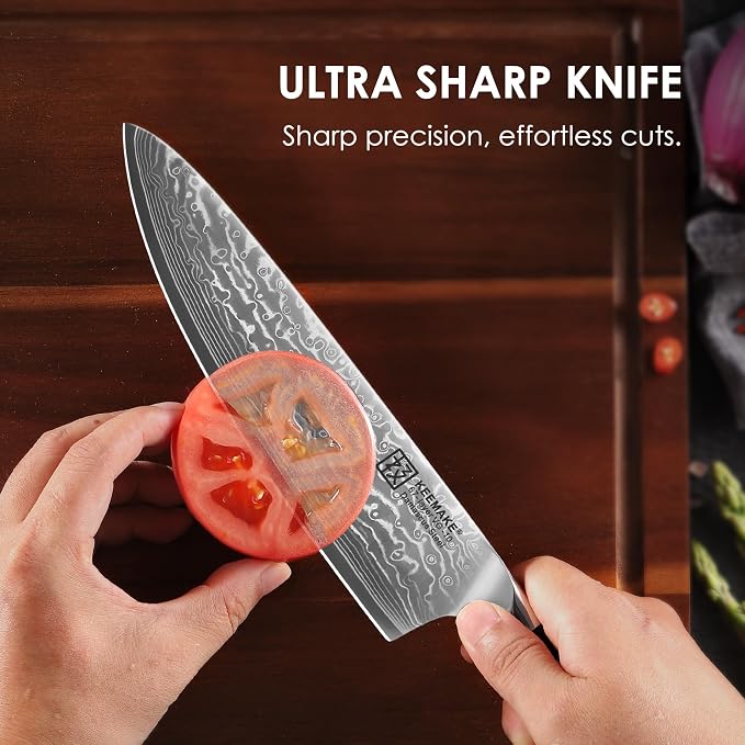 KEEMAKE Damascus Kitchen Knife Set, Elegant Box - Image 4