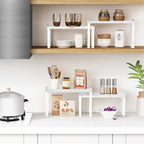 Goozii White Marble Kitchen Counter Shelf Organizer, Modern Dish Plate Organizer - Image 3