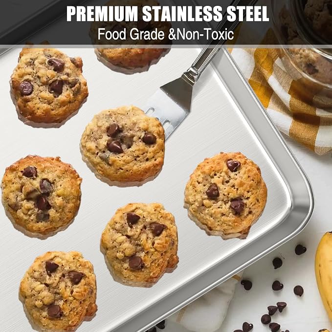 Baking Sheet Cookie Sheet Set of 2, Umite Chef Stainless Steel Baking Pans Tray - Image 6