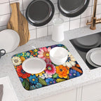 Giwawa Boho Flower Dish Drying Mat, Colorful Floral Leaf Dish Drainer Mats - Image 6