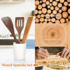 3Pcs Wooden Spatulas, Acacia Wood 12inch Long Handle Flat Frying Turner - Image 5