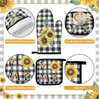 Fourluoo 10 Pcs Sunflower Kitchen Decor 4 White and Black Buffalo Plaid Kitchen - Image 5