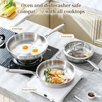 DELARLO Tri-Ply Stainless Steel Pan, 18/10 Frying Pan, Oven Safe Up to 600°F - Image 7