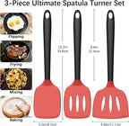 Coukre 3 Pack Silicone Spatula Set, High Heat Resistant, Fish Spatula, Solid & - Image 2