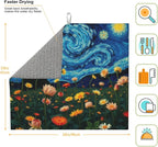 Starry Night Flowers Dish Drying Mat - Image 2