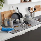Extra Large Dish Drying Mats: 33"L x 17"W XXL Customizable Trimmable Non-Slip by EazziSwitch