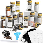 AOZITA 14 Pcs Spice Jars with Bamboo Lids - 4oz Square Spice Bottles with Spice - Image 2