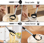 TeamFar Silicone Pasta Fork and Ladle Spoon Set, Serving Soup, Healthy & - Image 4