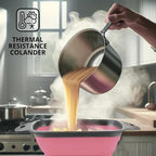 Pink Silicone Food Colander Kitchen – Small Collapsible Strainer - Image 6