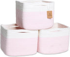 NaturalCozy Storage Cubes 9”x9”x7”Cotton Rope Woven Baskets by NaturalCozy
