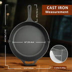 12 Inch Cast Iron Skillet, Pre-Seasoned Frying Pan - Image 2