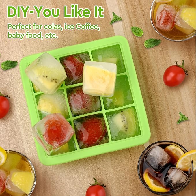 Silicone Ice Cube Trays with Lid, 9x1.3 inch, BPA Free, Small Ice Cube Trays - Image 2