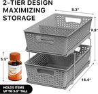 Simple Houseware 2 Tier Bathroom Organizer Tray Pull-Out Sliding Drawer - Image 2