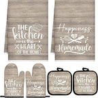 Sratte 6 Pcs Kitchen Decor Accessories Set Farmhouse Towels Pot Holders Oven by Sratte