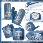 Leinuosen 8 Pcs Farmhouse Kitchen Decor Towels and Oven Mitts Sets Pot Holders - Image 5