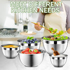 DUTZUN Mixing Bowls with Lids Set, Stainless Steel Mixing Bowl Set with Colander - Image 7