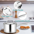 E-far Stainless Steel Saucepan - 1QT & 2QT &3QT - Image 6