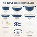 BECIGAR 23pcs Ceramic Pots and Pans Set, Nonstick Detachable Handle Cookware - Image 2