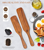 2Pcs Spurtles Kitchen Tools Wooden, Wooden Spurtle Spatula Set - Image 5
