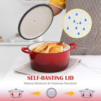 E-far Enameled Dutch Oven Pot for Bread Baking, 6QT Enameled Cast Iron Cookware - Image 5