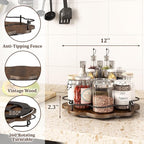 12" Lazy Susan Turntable Organizer, Round Wooden Lazy Susan Organization and - Image 3