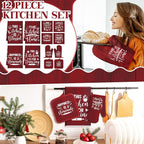 12 Pcs Farmhouse Kitchen Decor Sets 4 Red Kitchen Hand Towels 4 Dish Clothes 2 - Image 2
