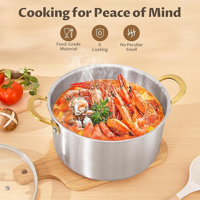 BEZIA 10 Quart 3-Ply Stainless Steel Stockpot, Soup Pot - Image 4