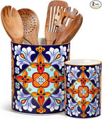 vancasso SIMI Utensil Holder, 7.3"+5.5" Porcelain Kitchen Utensil Holder by vancasso