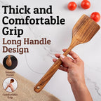 PriorityChef Wooden Spoons for Cooking, Premium 6pc Teak Wood Utensil Set - Image 5