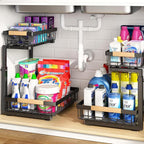 PXRACK Under Sink Organizer, Adjustable Height, 2 Tier Pull Out Under Cabinet - Image 9