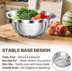 Stainless Steel Strainer with Mixing Bowl, Rice Washer, Colander - Image 5