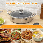 Toutrop Stainless Steel Saute Pan 12 inch Deep Frying Pan, 5 Quarts Nonstick - Image 2