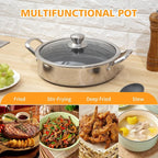 Toutrop Stainless Steel 7QT Saute Pan 14 Inch Deep Frying Pan - Image 3